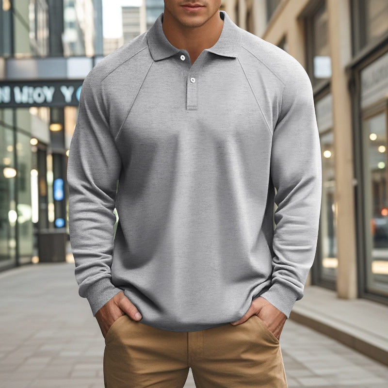Men's Sporty Long Sleeve Polo Shirt with Modern Structured Design and Comfortable Cuffs Lisslune