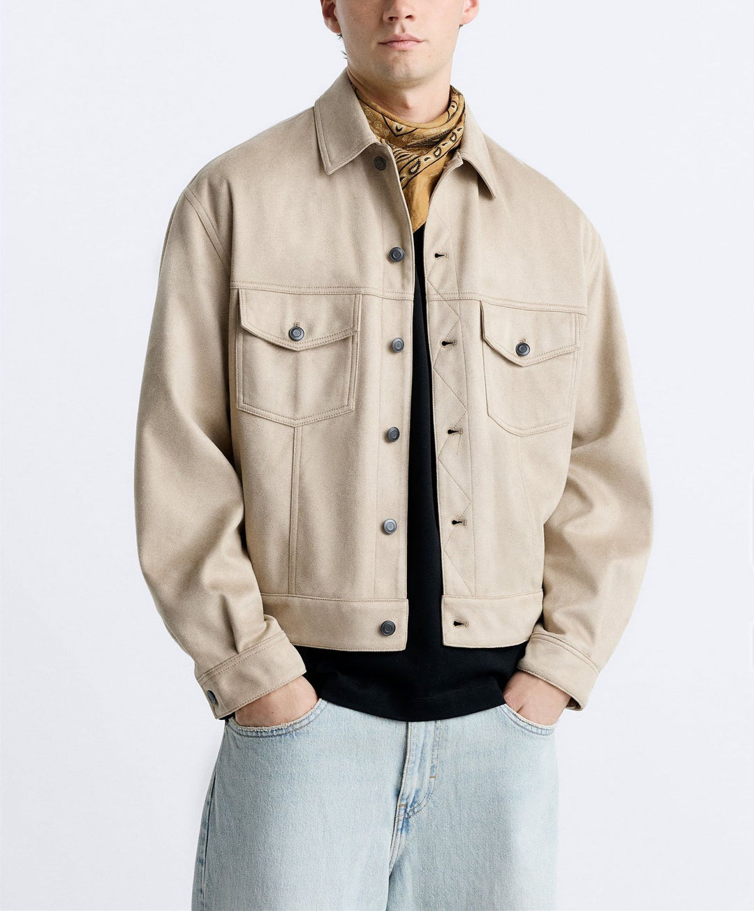 Men's casual suede jacket with practical chest pockets and modern cut Lisslune