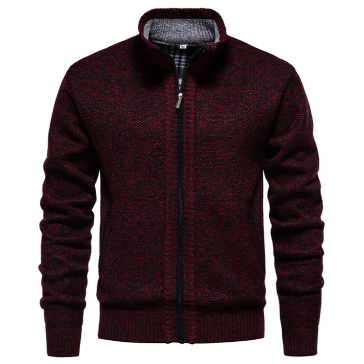 Men's stylish cardigan with high collar and practical pockets Lisslune