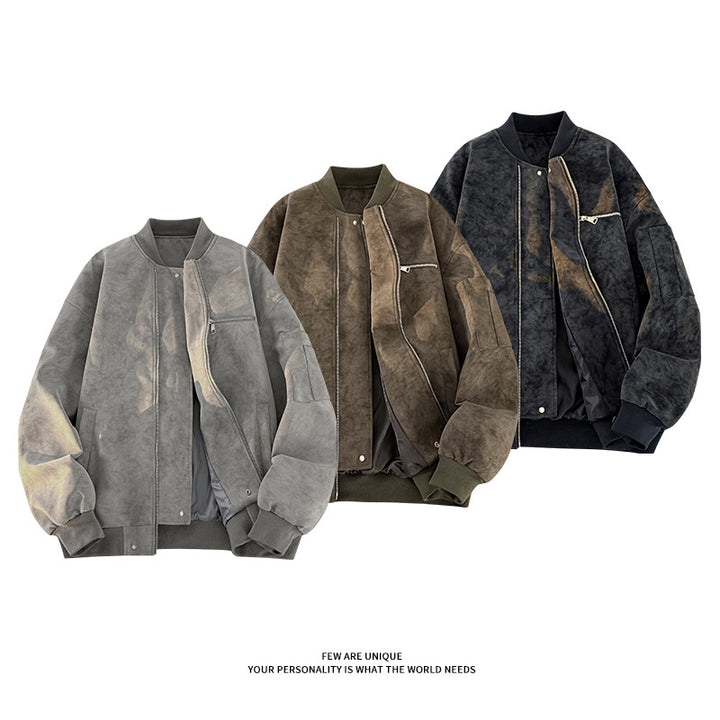 Men's Casual Oversized Bomber Jacket made from durable material with practical pockets Lisslune
