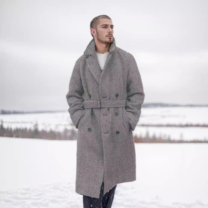 Men's elegant wool coat with houndstooth pattern Lisslune
