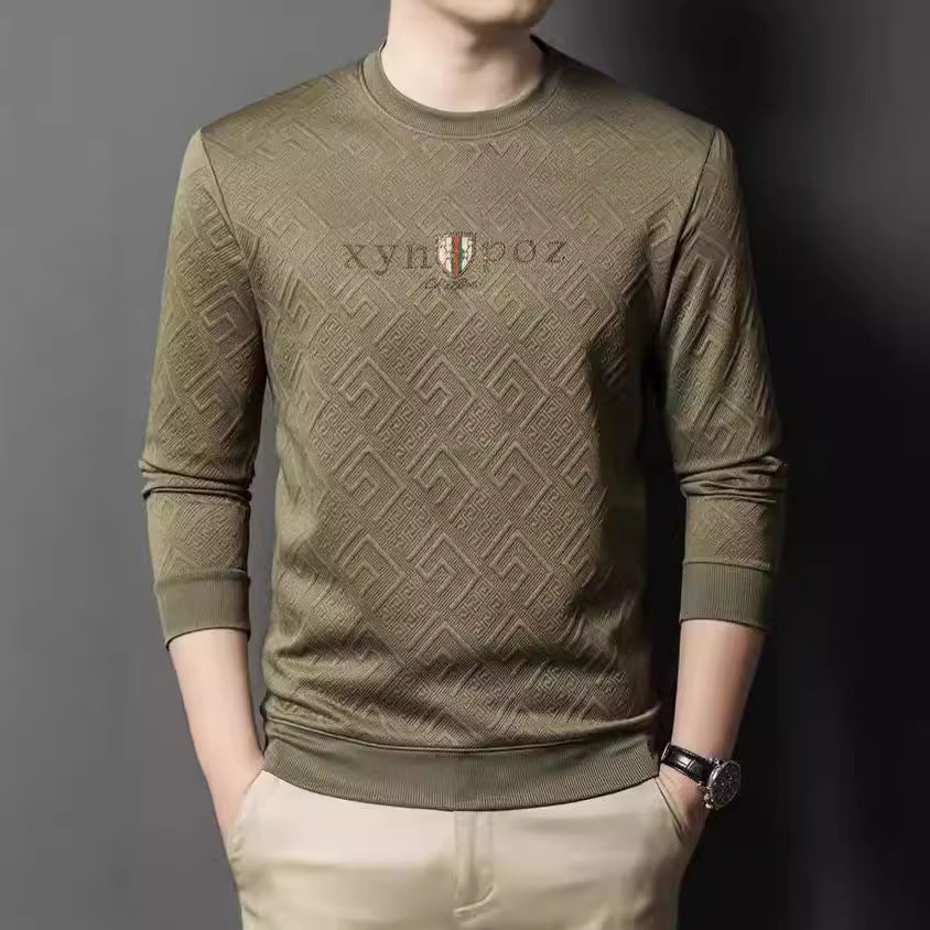 Men's high-quality round neck pullover made of elastic cotton blend Lisslune