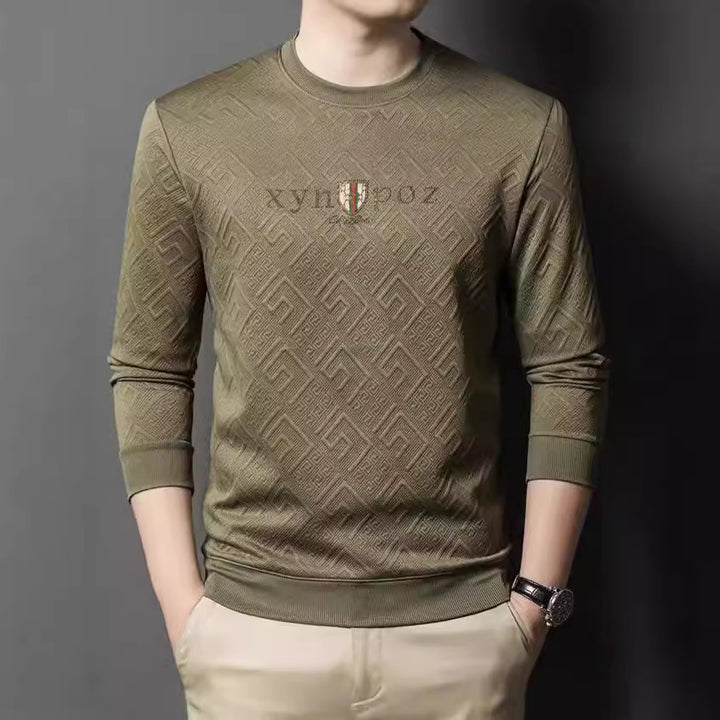 Men's high-quality round neck pullover made of elastic cotton blend Lisslune
