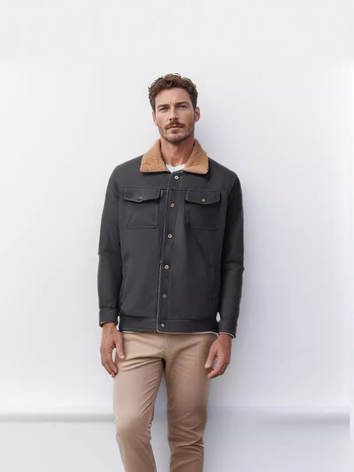 Men's casual jacket with synthetic fur collar and practical pockets Lisslune