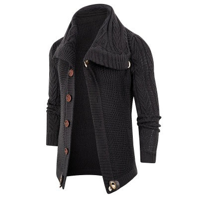 Men's cardigan with shawl collar and wooden buttons Lisslune