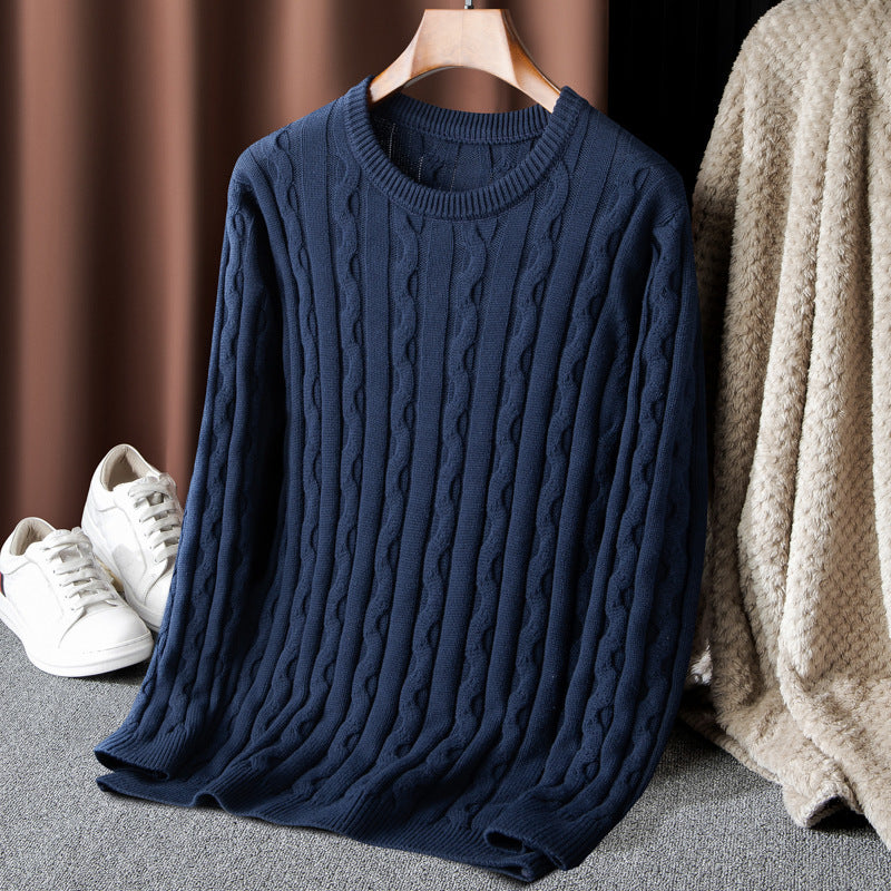 Men's Fashionable Knitted Sweater with Cable Pattern Lisslune