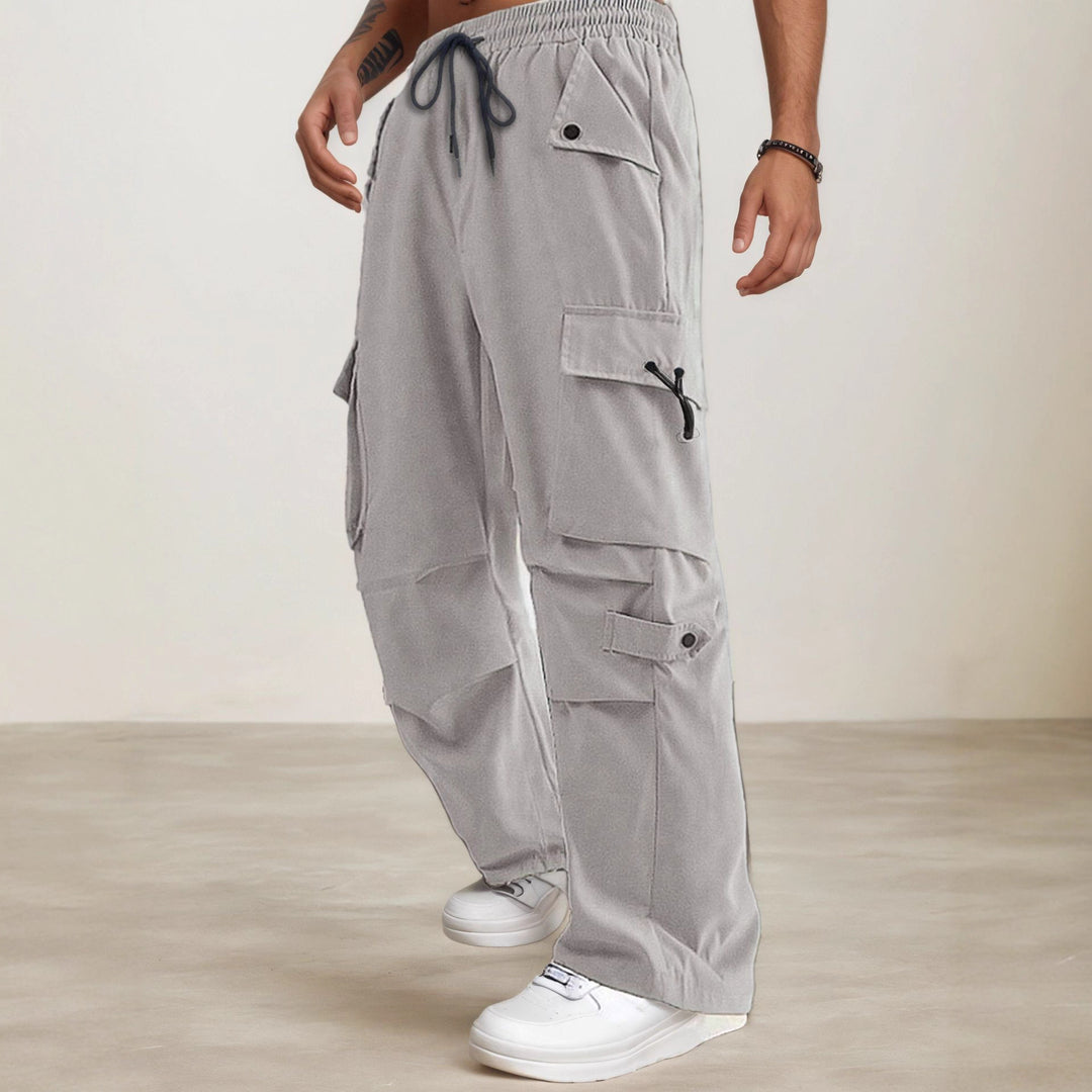 Men's Cargo Pants with Practical Pockets and Elastic Waistband Lisslune