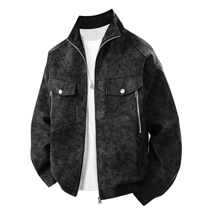 Men's elegant velour jacket with practical zipper and modern pockets Lisslune