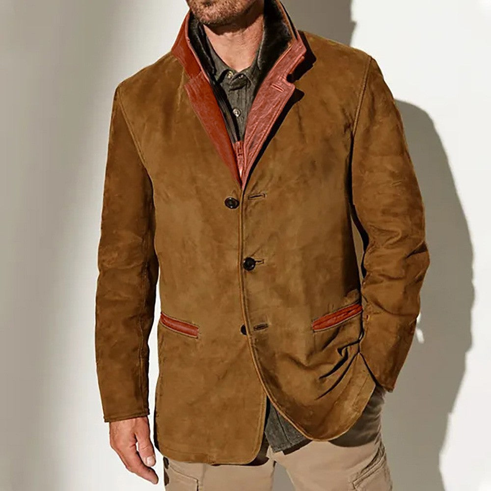 Men's elegant suede jacket with contrast details Lisslune