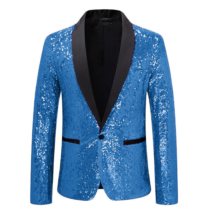 Men's Sequin Blazer with Elegant Lapel and Slim Fit Cut Lisslune