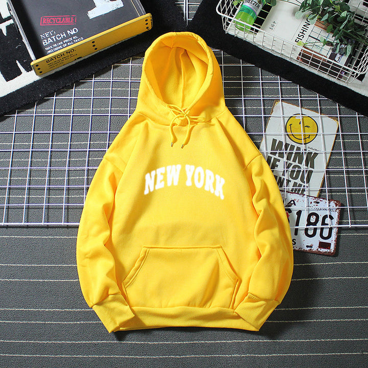 Women's Hooded Sweatshirt with Modern New York Lettering Lisslune