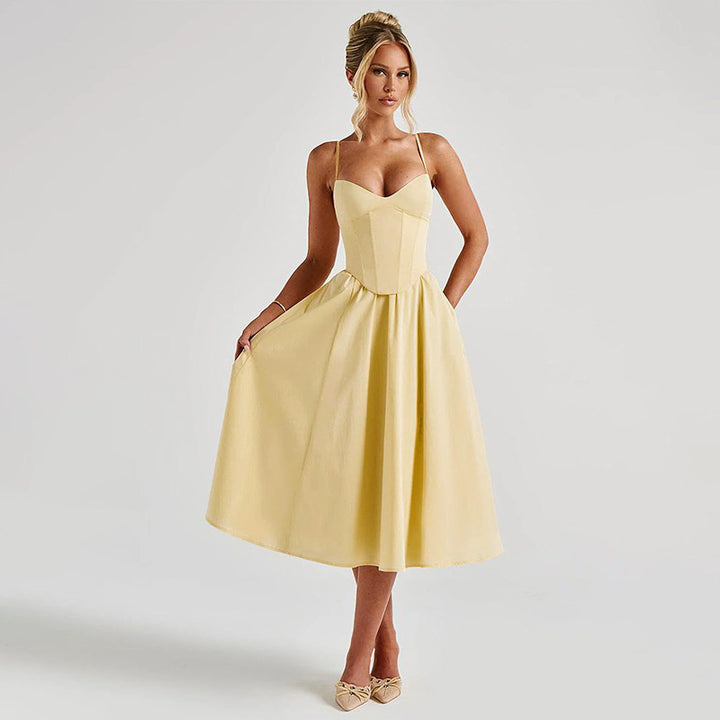 Women's Elegant Maxi Dress with Fitted Bodice and Flowing Skirt Lune London