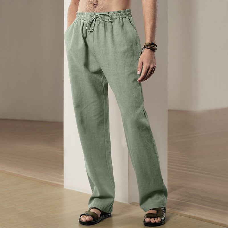 Mens Comfortable Summer Leisure Pants with Elastic Waistband Lisslune