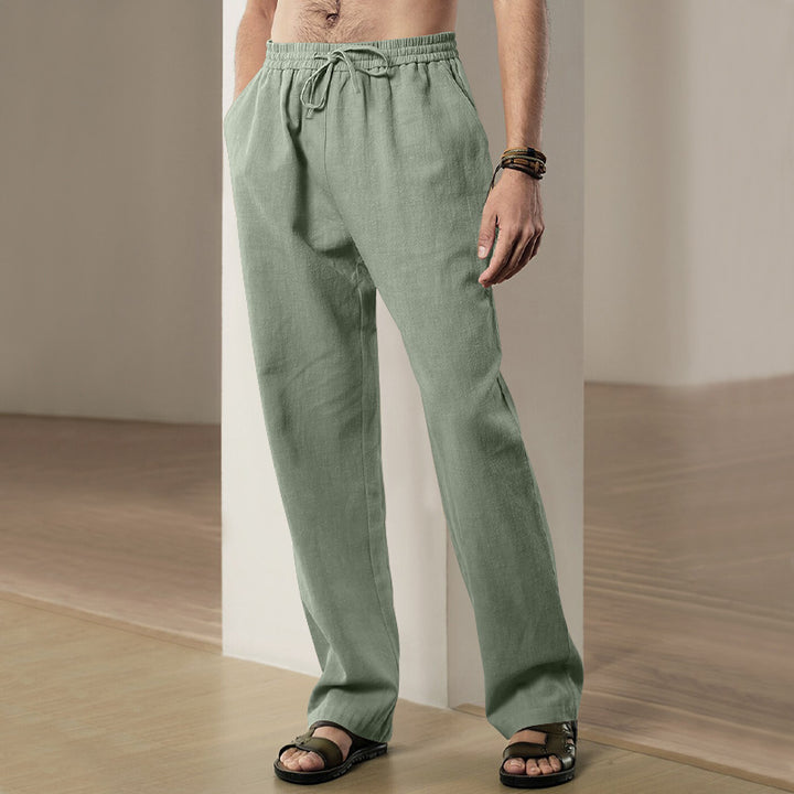 Mens Comfortable Summer Leisure Pants with Elastic Waistband Lisslune