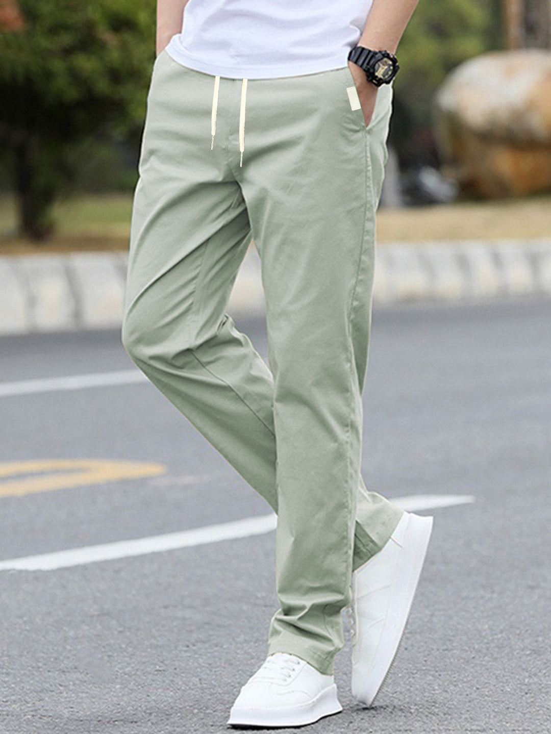 Men's leisure pants with adjustable waistband and breathable material Lisslune