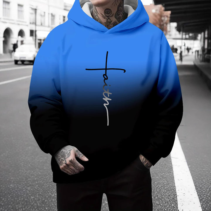 Men's hoodie with subtle gradient look and inspiring lettering Lisslune