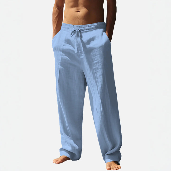 Men's casual linen pants with elastic waist and side pockets Lisslune