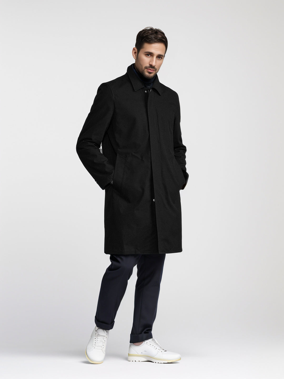 Men's elegant transitional coat with practical pockets and modern collar Lisslune