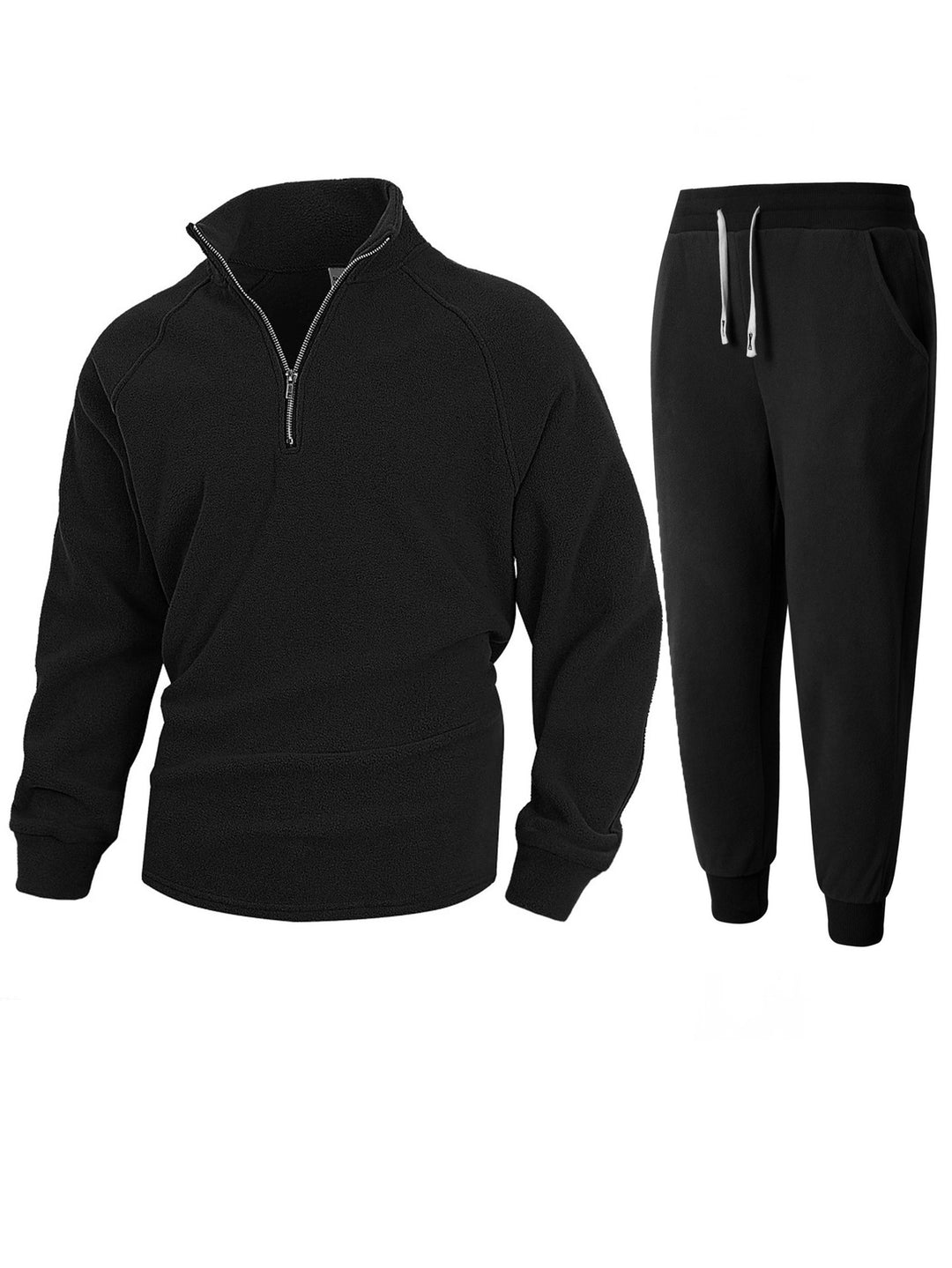 Men's fleece top with modern stand-up collar and sporty jogging pants Lisslune