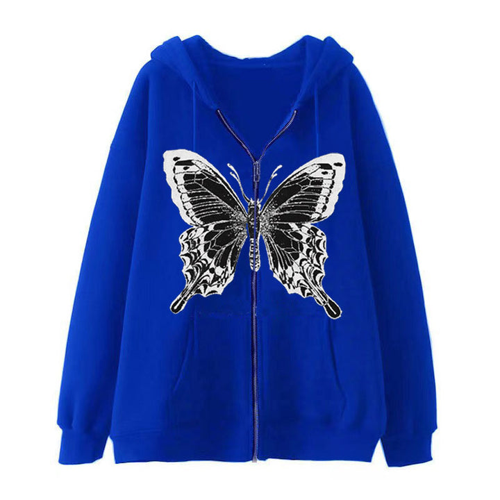 Women's zip hoodie with striking butterfly motif Lisslune