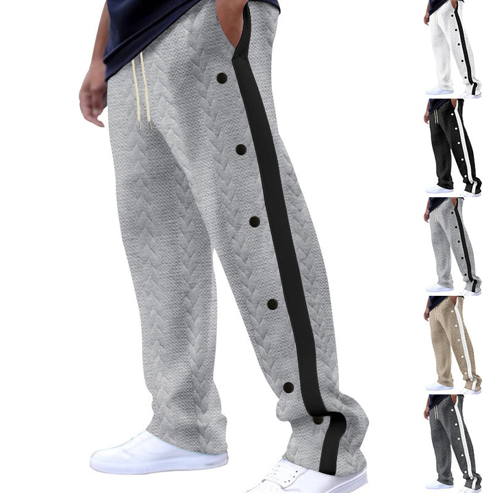 Men's breathable jogging pants with side snap buttons and unique knit design Lisslune