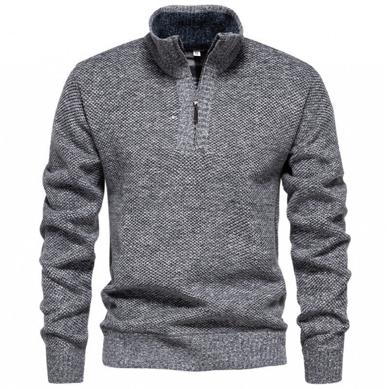 Men's High-Quality Sweater with Stand-Up Collar and Zipper Lisslune