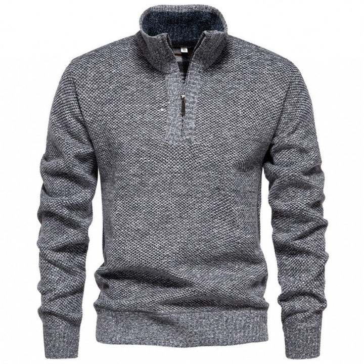 Men's High-Quality Sweater with Stand-Up Collar and Zipper Lisslune