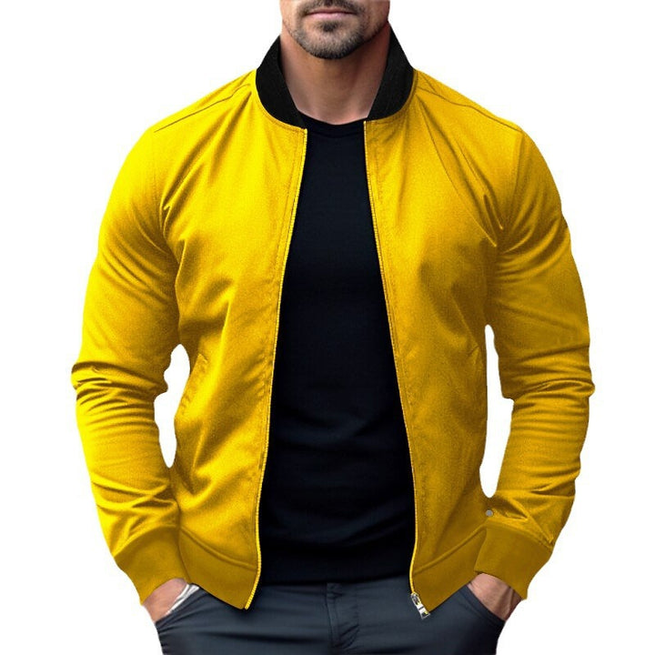 Men's sporty bomber jacket made of soft fleece with zippered pockets Lisslune