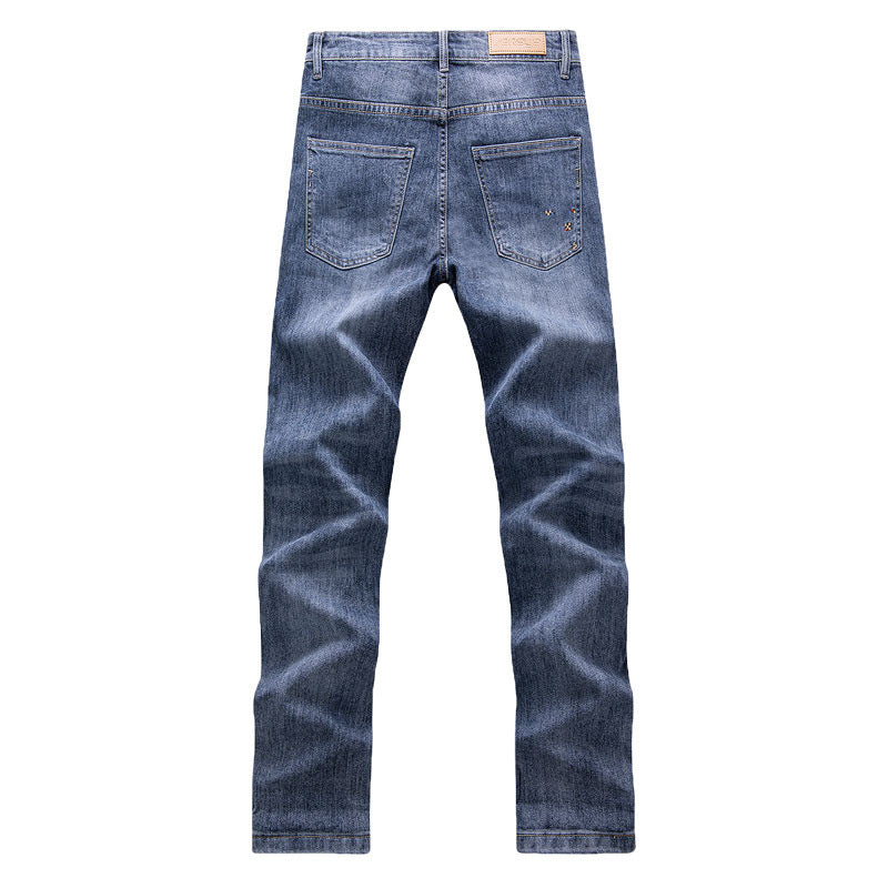 Men's Slim Fit Jeans with Modern Embellishments Lisslune