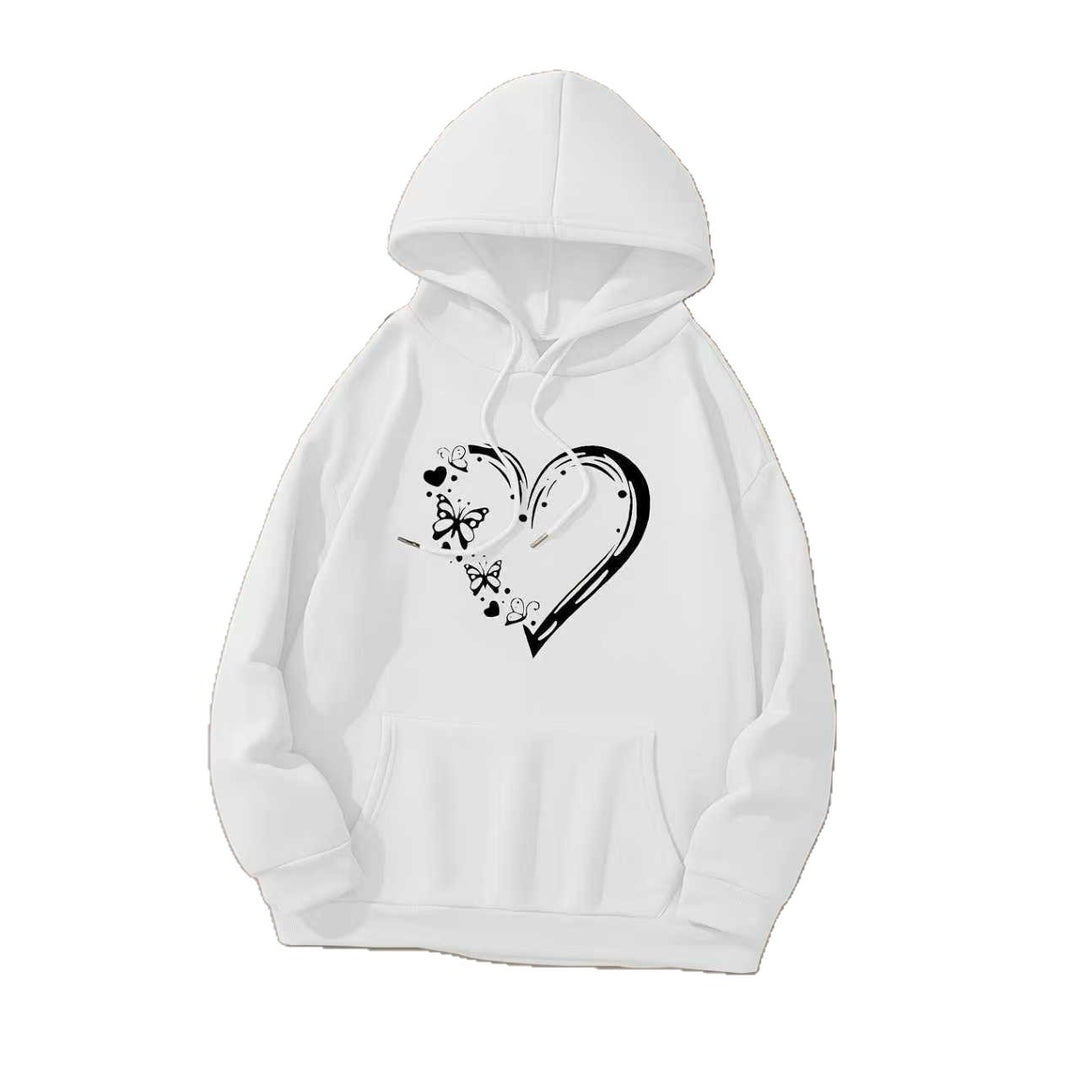 Women's hooded sweatshirt with floral heart and butterfly design Lisslune