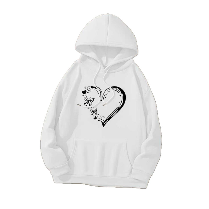 Women's hooded sweatshirt with floral heart and butterfly design Lisslune