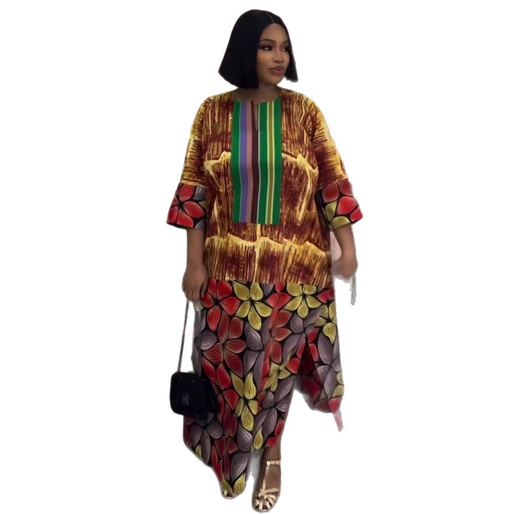Women's maxi dress with colorful ethnic pattern and casual silhouette Lisslune
