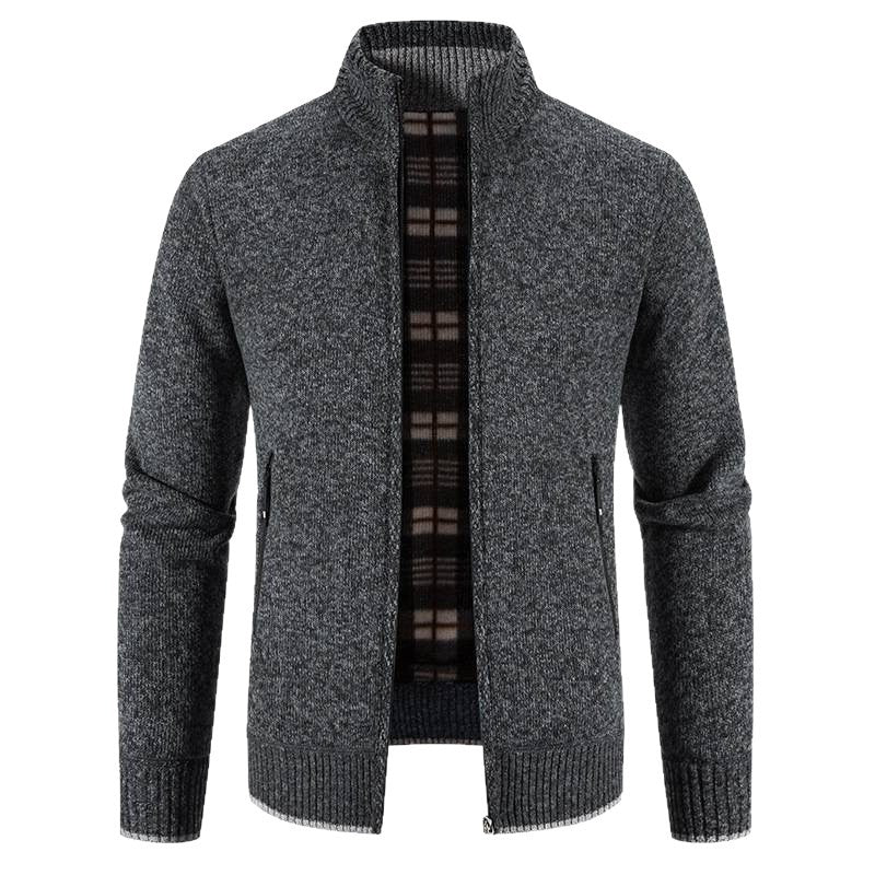 Men's cardigan with high collar and practical zip pockets Lisslune
