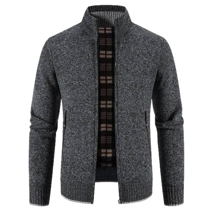 Men's cardigan with high collar and practical zip pockets Lisslune