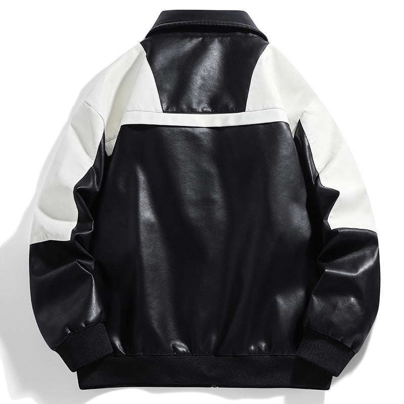 Men's Fashionable Transition Jacket with Contrasting Leather Inserts Lisslune