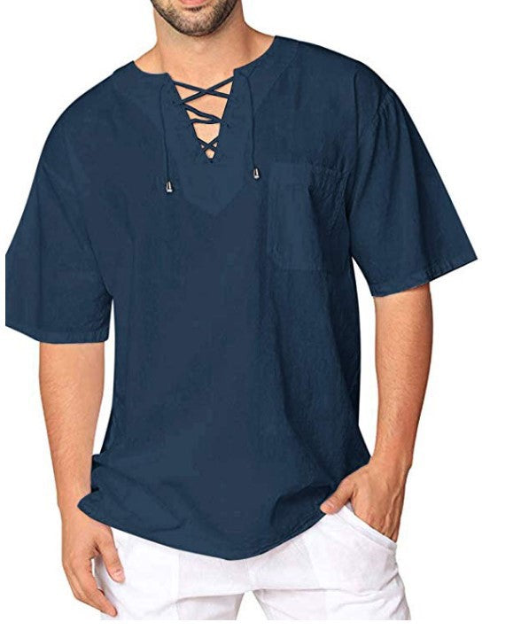 Men's lightweight top with modern lacing design and practical chest pocket Lisslune