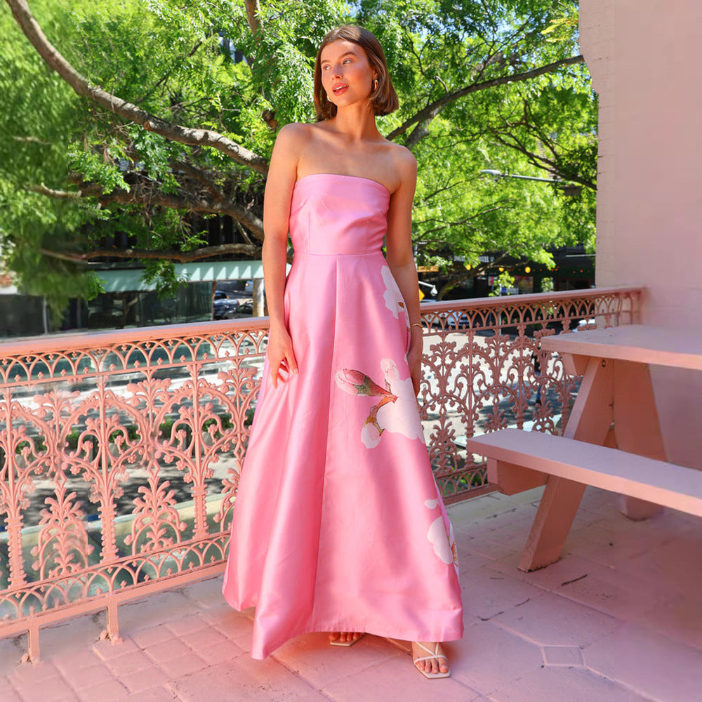 Ladies ball gown with floral top and flowing skirt Lisslune