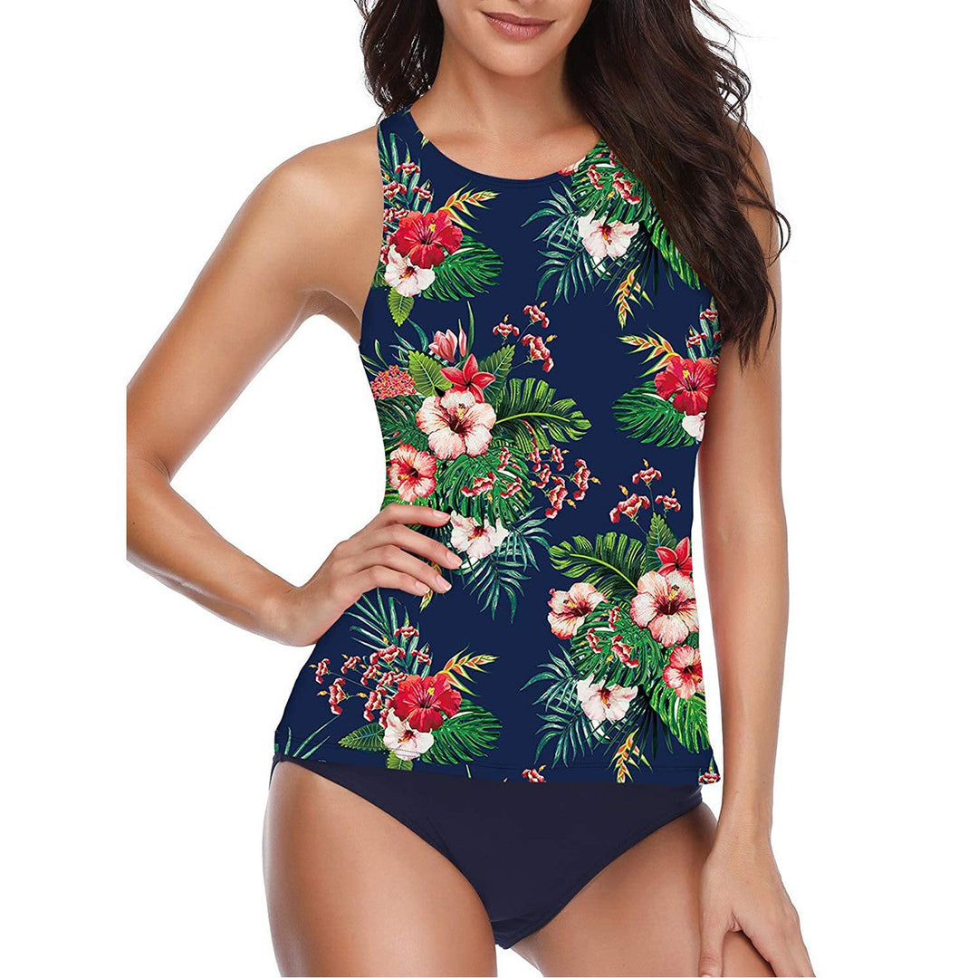 Lisslune | High-neck Halter Scoop Back Tankini with Shorts
