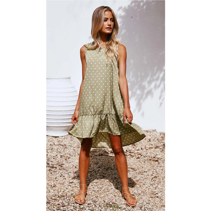 Women's casual dress with ruffled hem skirt and polka dots Lune London