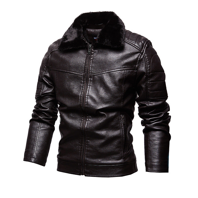 Men's Biker Jacket with Soft Lining and Side Zip Pockets Lisslune