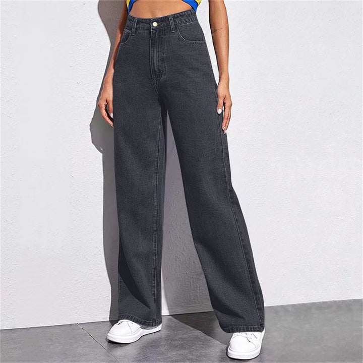Damen Weite High-Waist Jeans im lässigen Schnitt mit eleganten Details Lisslune