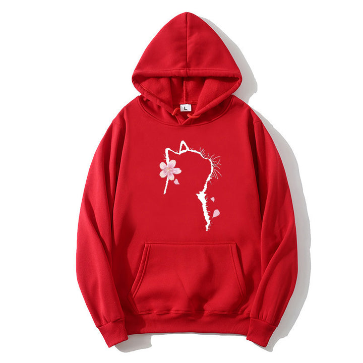 Women's hoodie with floral cat design Lisslune