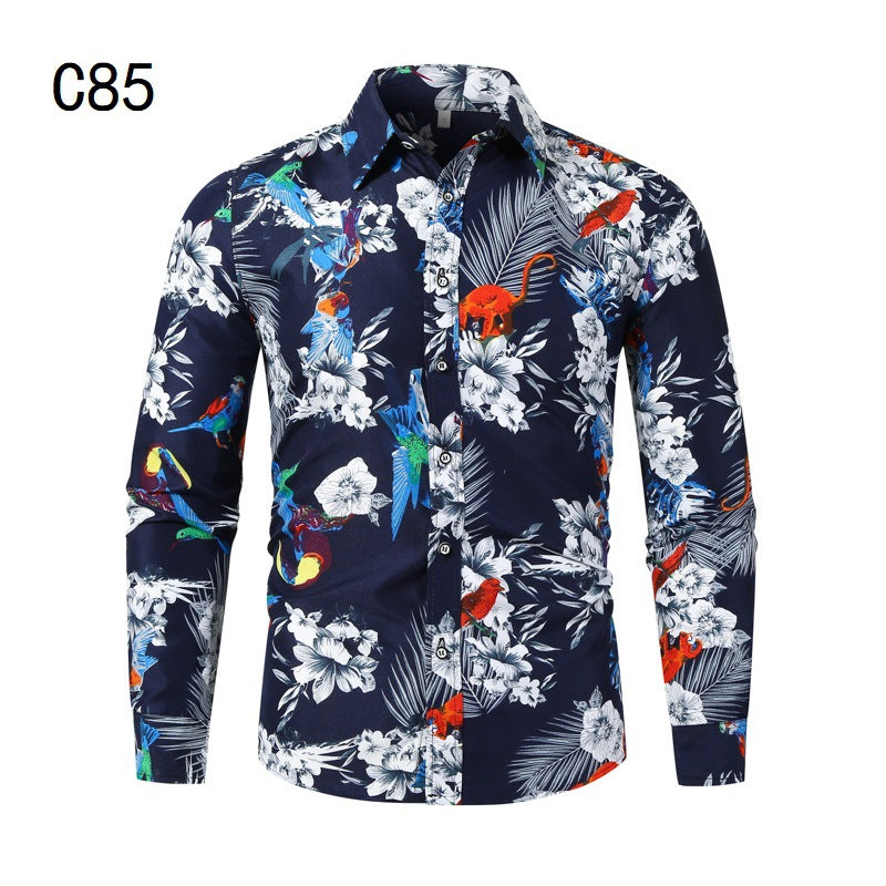 Men's long-sleeve shirt with floral pattern and modern cut Lisslune