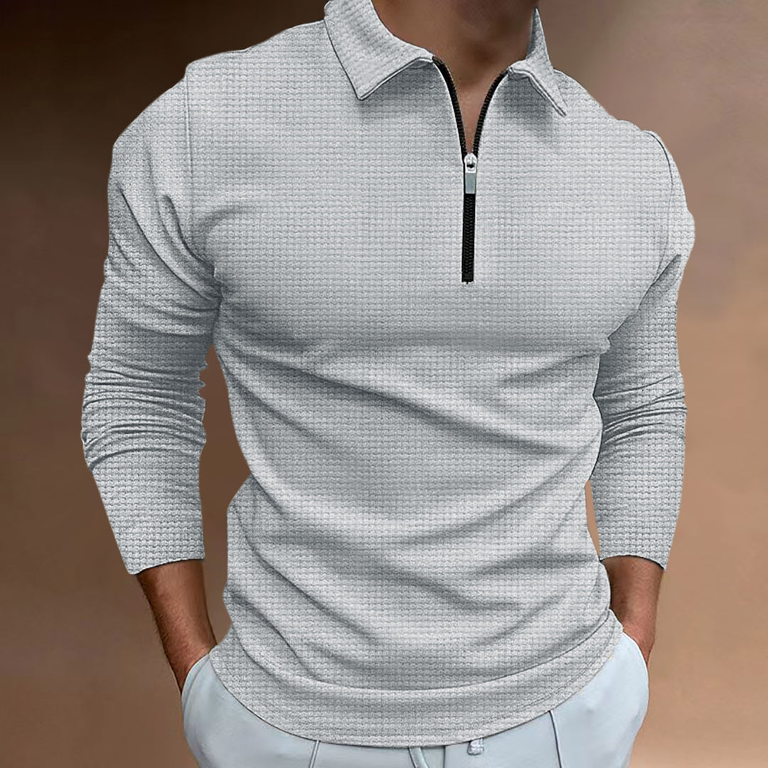 Men's structured long-sleeve shirt with zipper and stand-up collar Lisslune