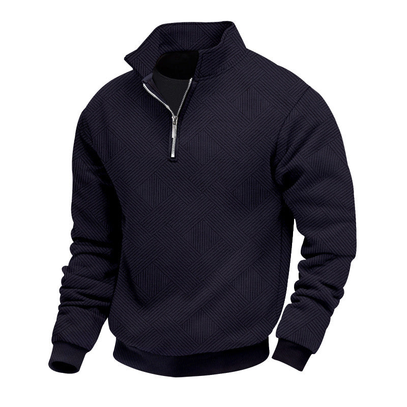 Men's quilted sweater with modern zipper and textured design Lisslune
