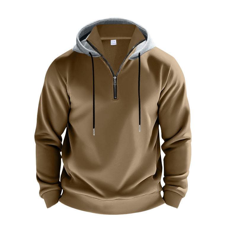 Men's sporty hoodie with zipper and contrasting sleeves Lisslune