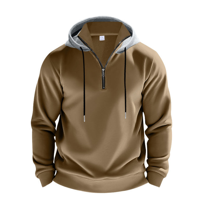 Men's sporty hoodie with zipper and contrasting sleeves Lisslune