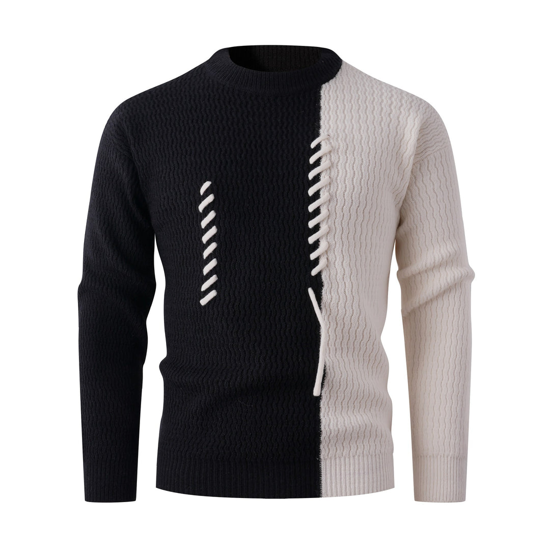 Men's knitted sweater with modern cable pattern and contrasting details Lisslune