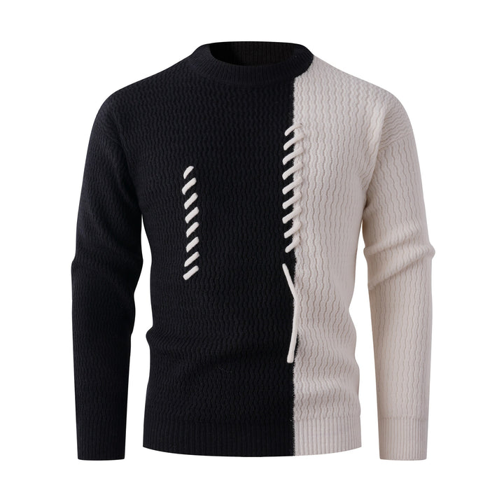 Men's knitted sweater with modern cable pattern and contrasting details Lisslune