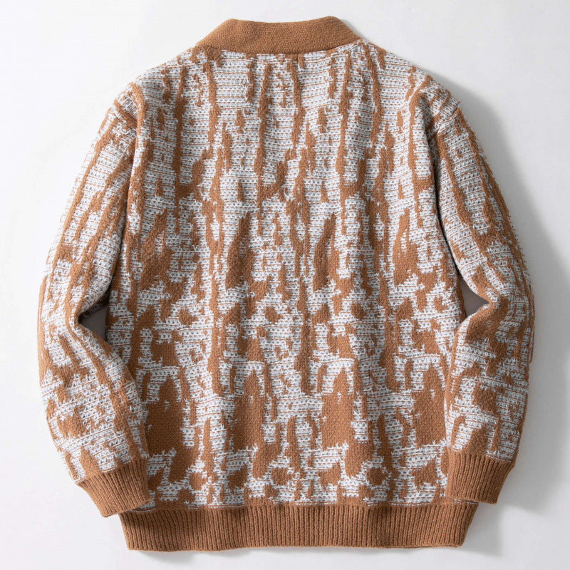 Men's stylish knit cardigan with stylish pattern and V-neck Lisslune